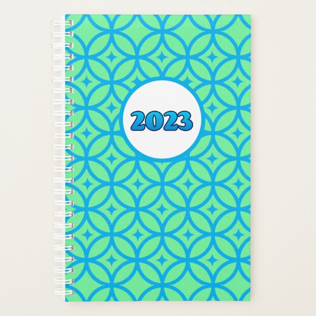 2023 Green Blue Circle Motif Moderne Planner (Devant)