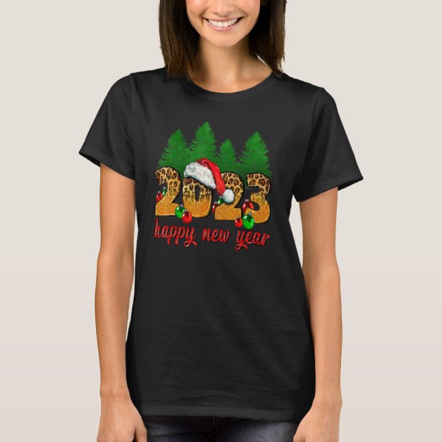 2023 Happy New Year Leopard New Years Eve Party Su T-Shirt (Vorderseite)