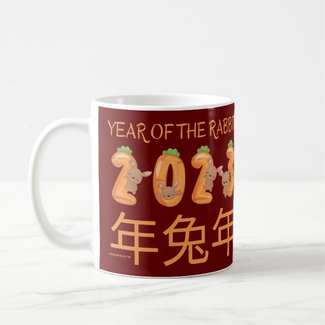 2023 JAHR DER RABBIT chinesischen Geschenkidee Neu Kaffeetasse (Links)