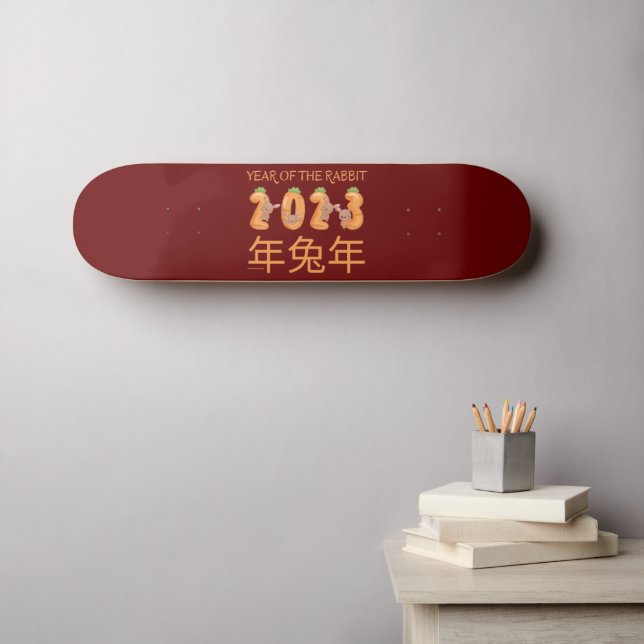 2023 JAHR DER RABBIT chinesischen Geschenkidee Neu Skateboard (Wandkunst (Horz))