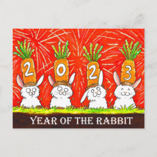 2023 Jahr der Rabbit-Postkarte Postkarte