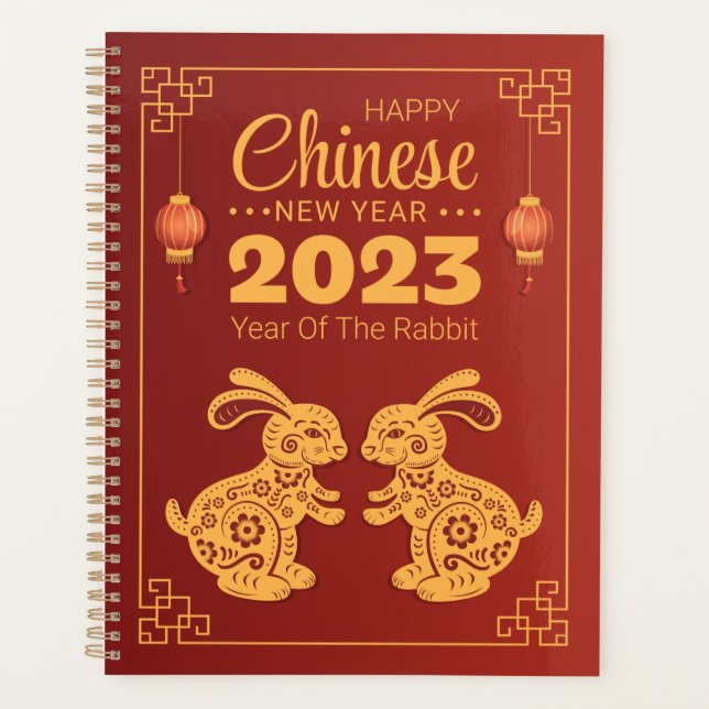 2023 Jahr des Hasen-glücklichen chinesischen Neuja Planer (Vorderseite)