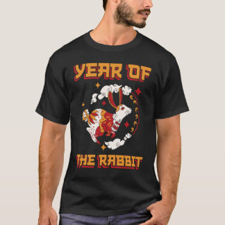 2023 Jahr des Hasen Katze Chinesisches Sternzeiche T-Shirt