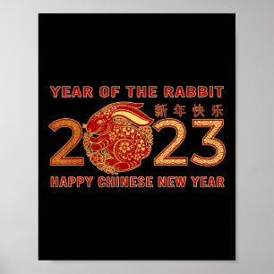 2023 Jahr des Kaninchen Zodiac Chinesisch Neujahr Poster
