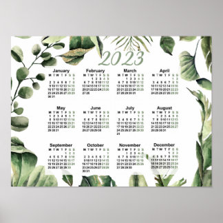 2023 Jährlicher Kalender, Aquarellkalender, Montag Poster