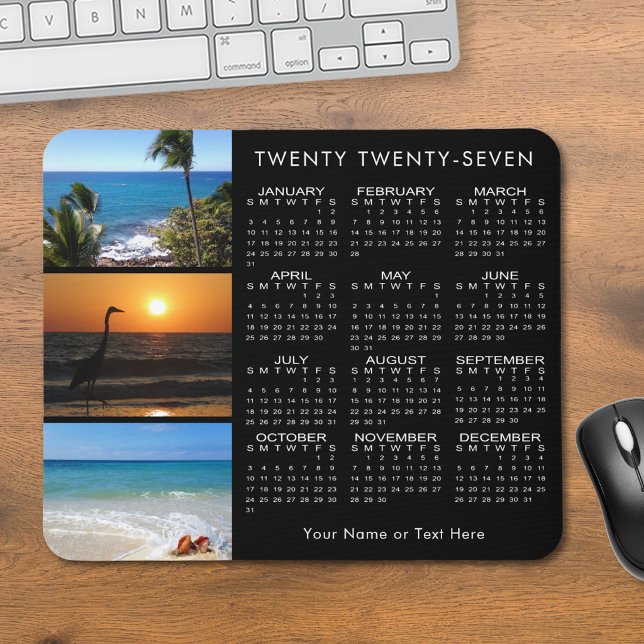 2023 Kalender 3 Foto Personalisiert Schwarz Mousepad (Von Creator hochgeladen)