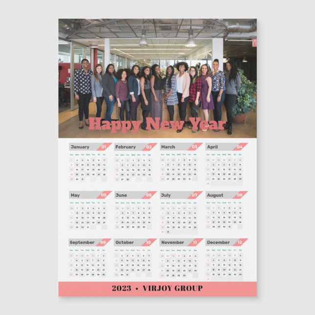 2023 Kalender Business Foto Rose Gold Magnet (Vorderseite)