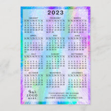 2023 Kalender farbenfroh iridescent holographisch
