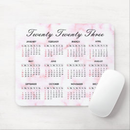 2023 Kalender in Rosa und Weißmarmor Mousepad