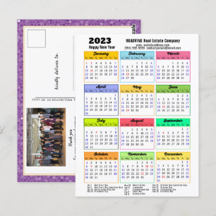 2023 Kalender Lila Modernes Foto Postkarte