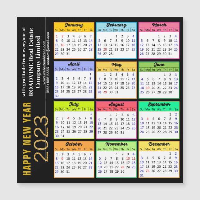 2023 Kalender Modern Simple Corporate Magnet Card (Vorderseite)
