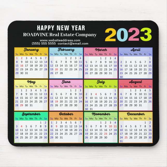2023 Kalender Modernes, farbenfrohes und individue Mousepad (Vorne)