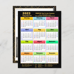 2023 Kalender Modernes Script Einfaches Business-F Postkarte