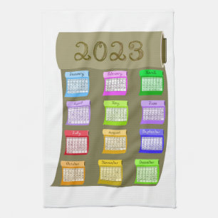 2023 Kalender Taupe Fabric Bolt Bolts of Fabrics Geschirrtuch