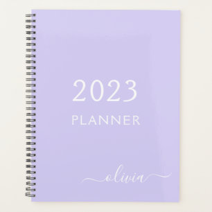 2023 Lavande Purple Script Monogramme Nom Moderne