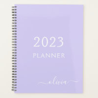 2023 Lavender Lila Script Monogram Name Modern