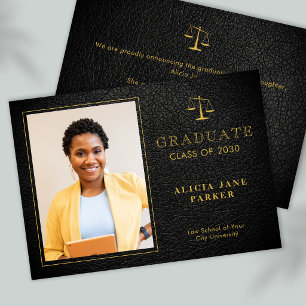 2023 Law school graduation black gold photo Ankündigung