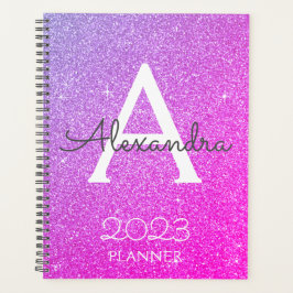 2023 Lila-Rosa-Glitzer-Sparkle-Monogramm Planer