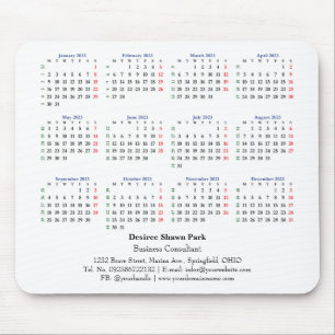 2023 Mini-Kalender Montag ISO Woche weiß Mousepad