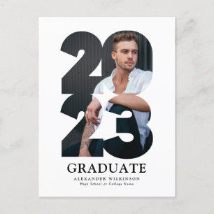 2023 Moderne Typografie Trendy Foto Abschluss Ankündigungspostkarte