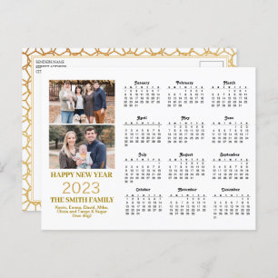 2023 Moderner Gold Glitzer Script 2 Foto Kalender Postkarte