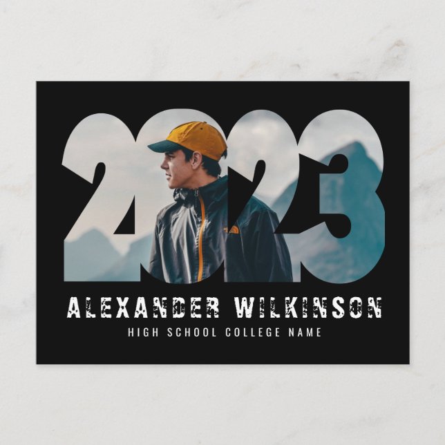 2023 Moderner Minimalistisch Trendy Foto Abschluss Einladungspostkarte (Vorderseite)