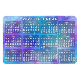 2023 Monatlicher Kalender Blaue Aquarellsterne Magnet