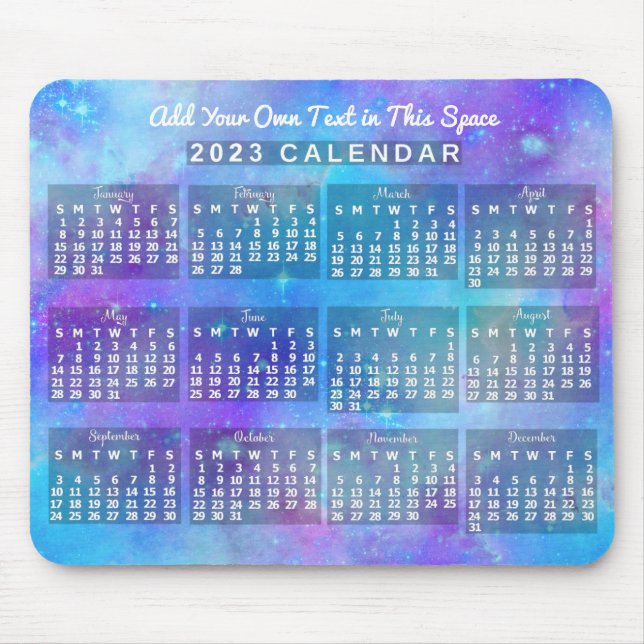 2023 Monatlicher Kalender Blaue Aquarellsterne Mousepad (Vorne)