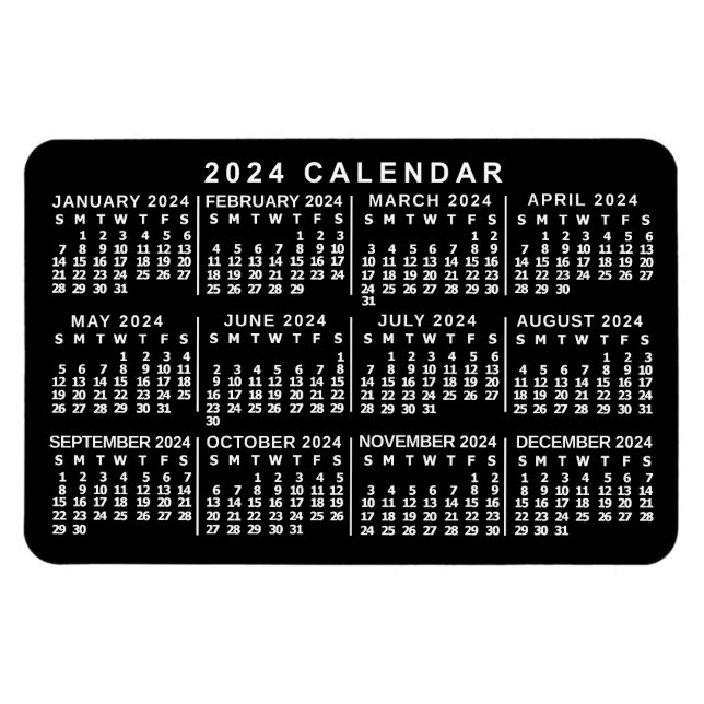 2023 Monatskalender Klassisch Schwarz/Weiß Magnet (Horizontal)