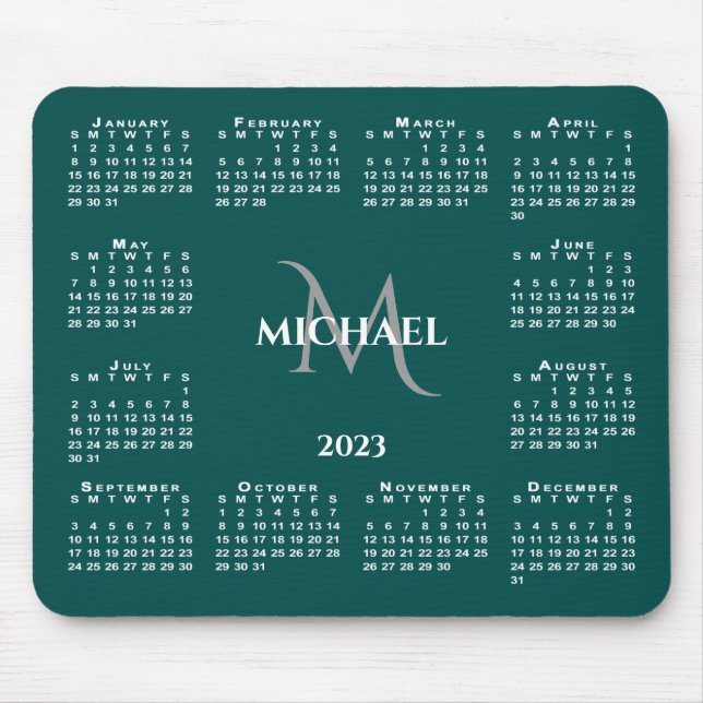 2023 Name des Kalenderdokuments auf Aquamarin Mousepad (Vorne)
