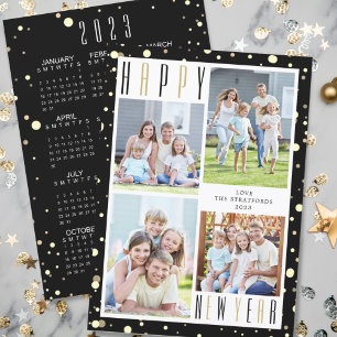2023 NEUJAHR Kalender Schwarzes Gold 4 FotoCollage Feiertagskarte