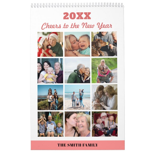 2023 Neujahr Moderne Familie 24 Foto Rosa Rosa Kalender (Titelbild)