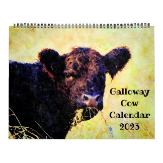 2023 Niedliches Galloway Kuh Rind Aquarellmalerei Kalender