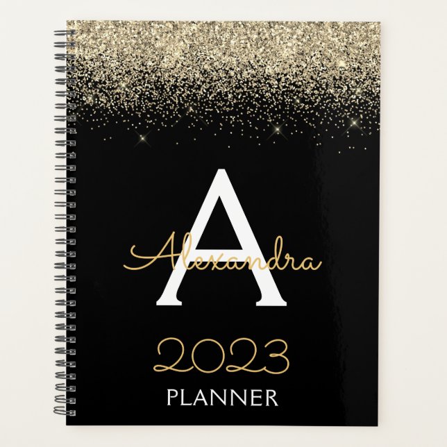 2023 Or Noir Paillettes Monogramme Luxe Moderne (Devant)
