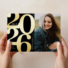 2023 Photo Black Gold Graduation Announcement Folieneinladung