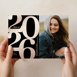 2023 Photo Black Rose Gold Graduation Announcement Folieneinladung
