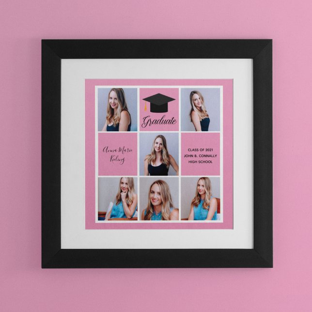 2023 Pink Graduate Foto Collage Graduation Party Poster (Von Creator hochgeladen)