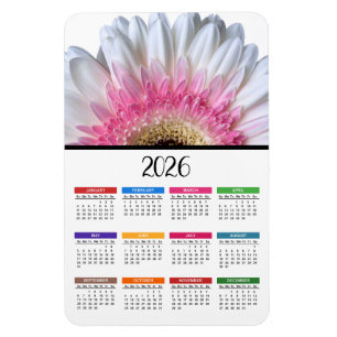 2023 Pinke und Weiße Gerbera-Daisy-Kalender Magnet