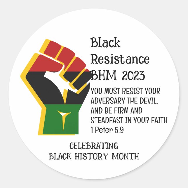 2023 Resistance BLACK HISTORY MONTH Runder Aufkleber (Vorderseite)