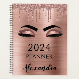 2023 Rose Gold Blush Pink Glitter Eyelashes Planer