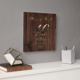 2023 Rustic Ruby Wedding 40 Jahre Parents Quadratische Wanduhr