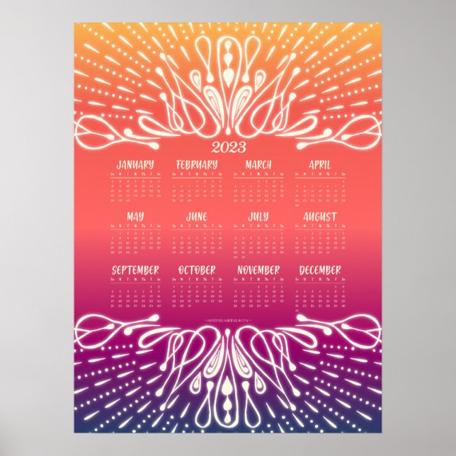 2023 Sunrise Sunset Calendar Poster (Vorne)
