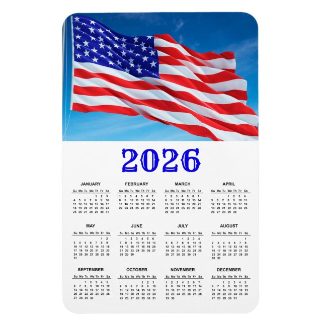 2023 USA Flag Patriotic Calendar Magnet (Vertikal)