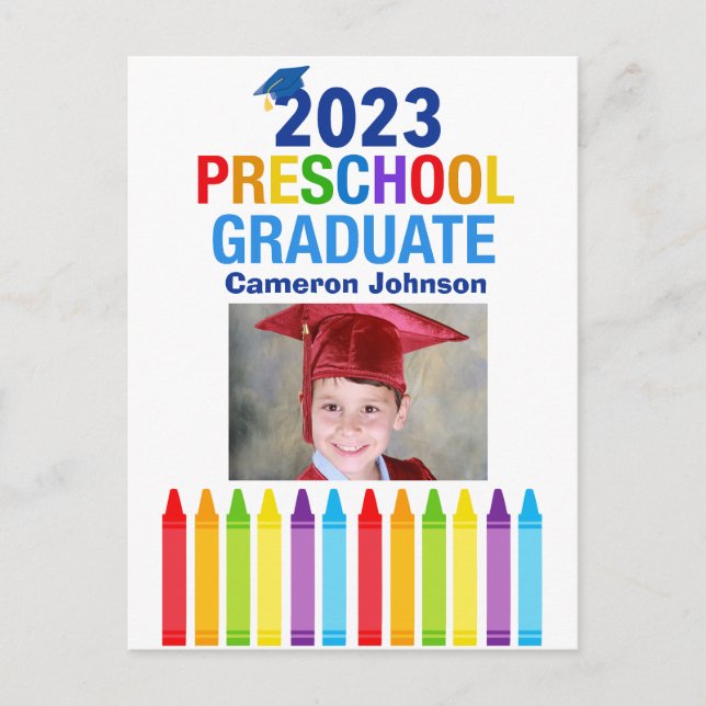 2023 Vorschulabschluss PreK Kids Foto Abschluss Postkarte (Vorderseite)
