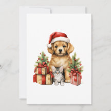 2023 Weihnachten Haustiere Ho ho Welpe und Kitten