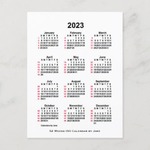 2023 White 52 Week ISO Calendar by Janz Postcard Postkarte