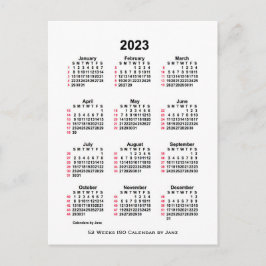 2023 White 52 Week ISO Calendar by Janz Postcard Postkarte