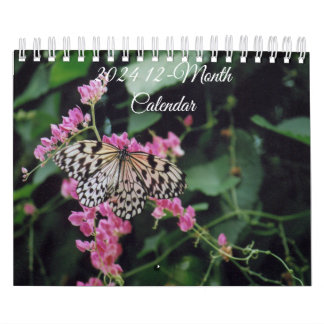 2024 - 12-monatige Vogelarten, Schmetterlinge und  Kalender