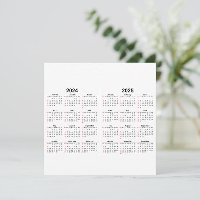 2024 2025 Calendar 2 year black white  (Stehend Vorderseite)