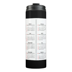 2024 2025 Kalender Schwarz-weiß 2 Jahre Thermosbecher